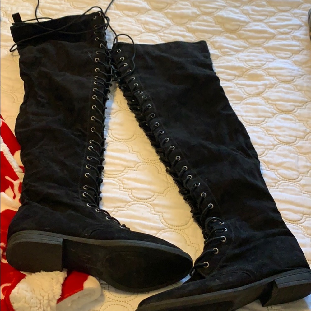 thigh high lace-up boots